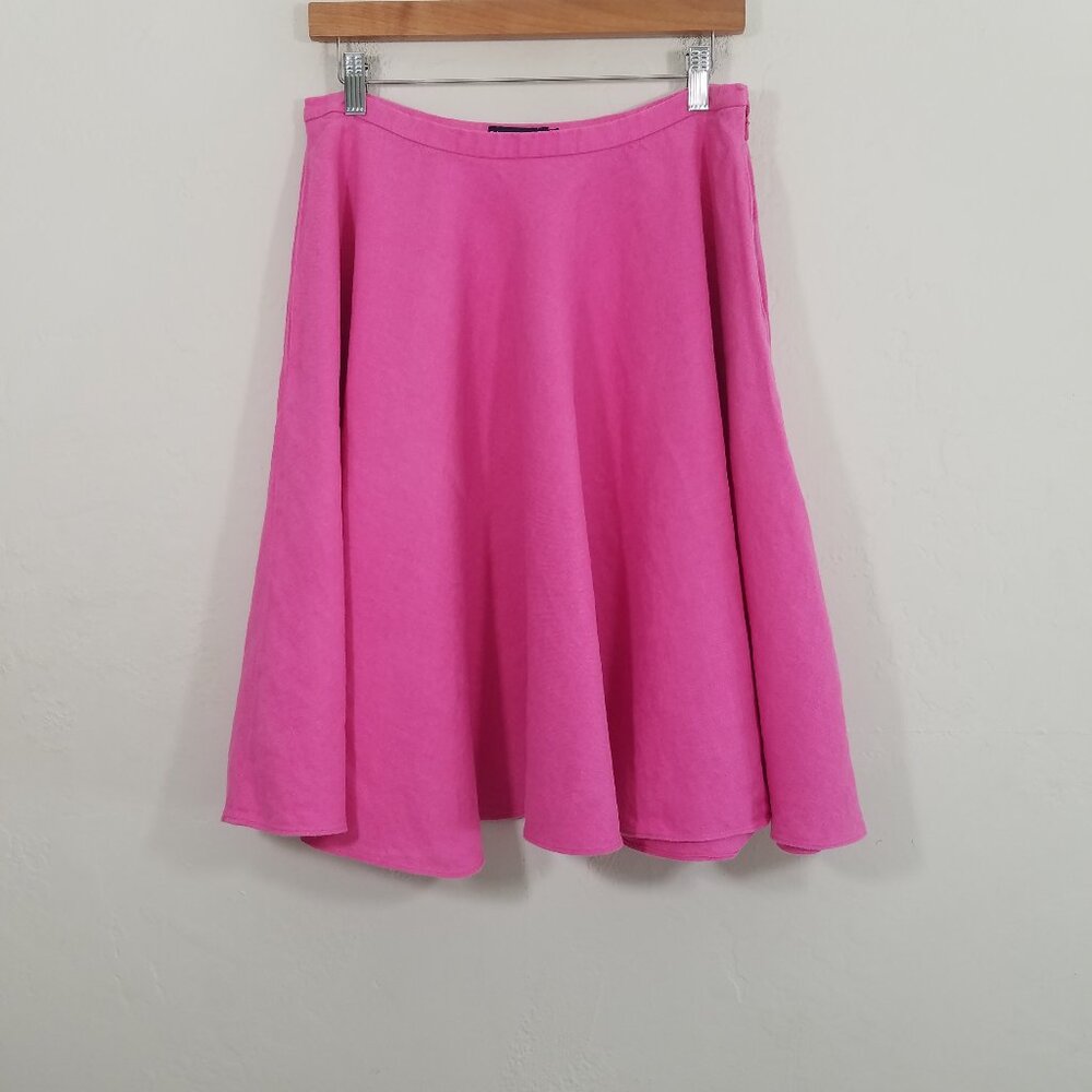 Ralph Lauren Blue Label 100% Linen Pink Skirt with Pockets Size 8